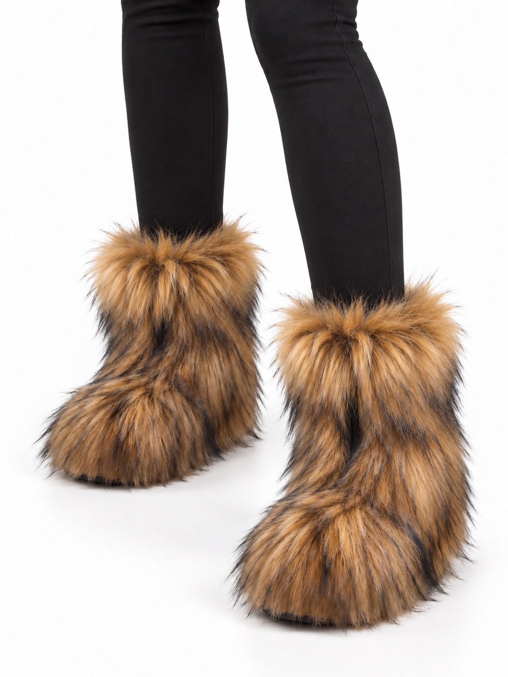 Funcos Vintage Y2K Faux Fur Mid Calf Furry Winter Boots Womenโs Size 9-9.5